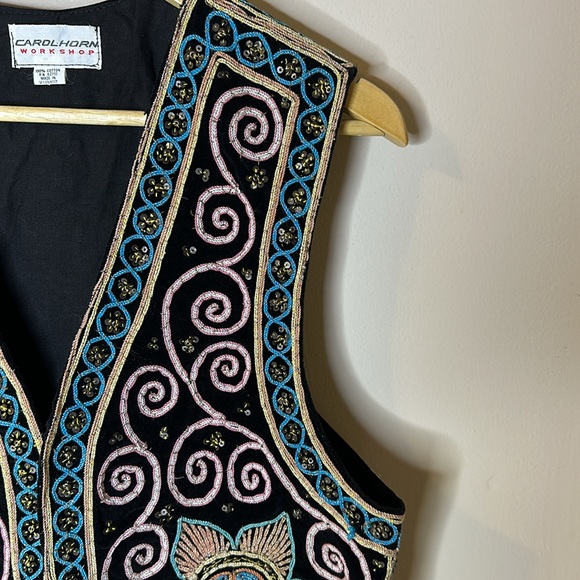 Vintage 70s beaded Embroidered vest by Carol Horn - Picture 4 of 11